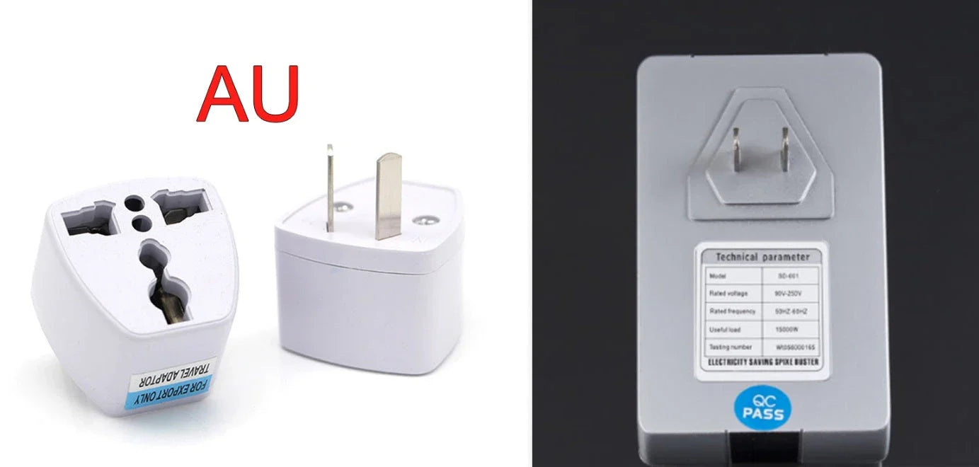 Electricity-Saving Power Adapter designed for American homes, featuring advanced power optimization technology and sleek modern design.