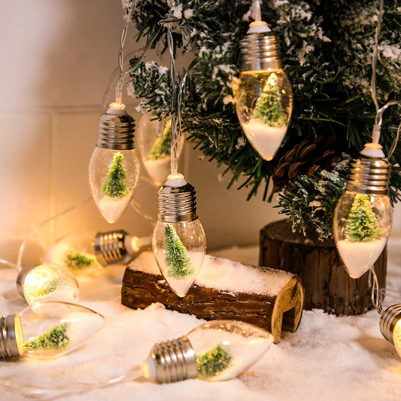 Battery-powered LED string lights in a bottle shape, suitable for Christmas tree, stair, and indoor holiday decorations