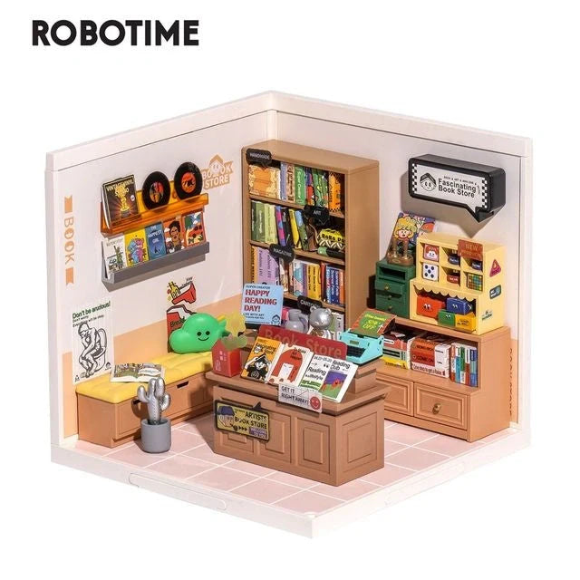 Robotime Rolife DIY Miniature Cafe Building Kit with ambient light set