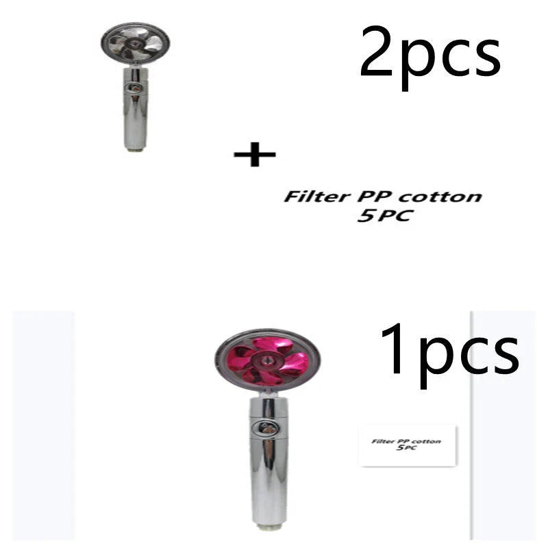 A high-pressure handheld shower head with a turbo-charged water flow and a cotton filter for a luxurious, spa-like bathing experience.