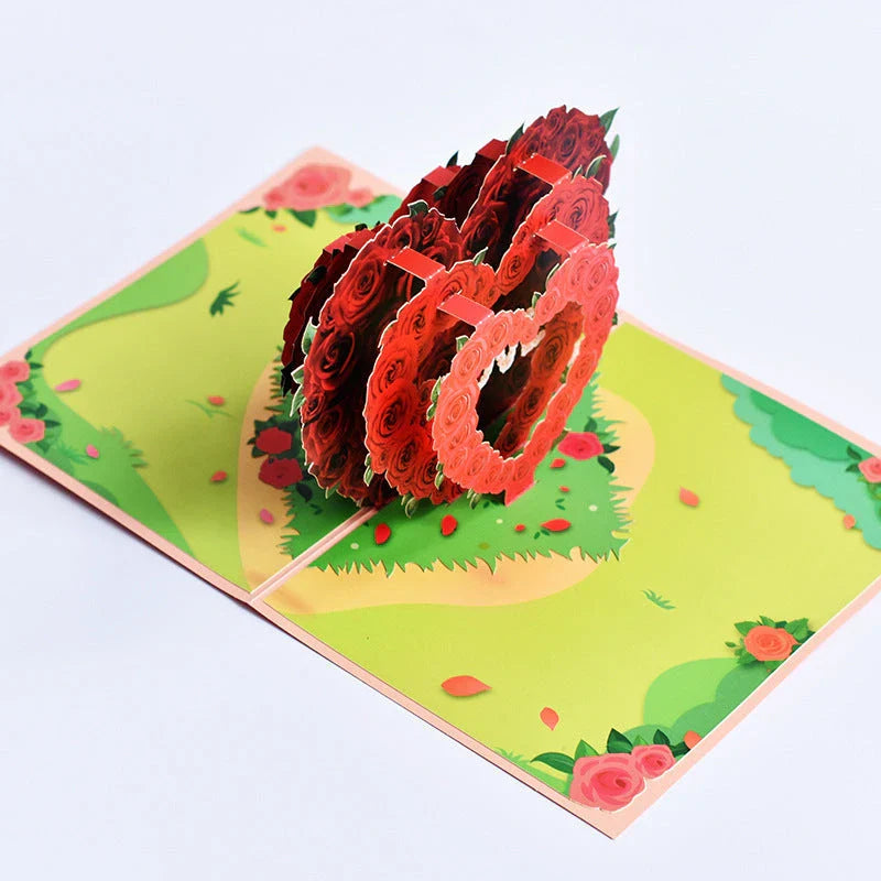 Enchanting 3D pop-up greeting cards with beautiful floral designs, perfect for birthdays, anniversaries, and other special occasions