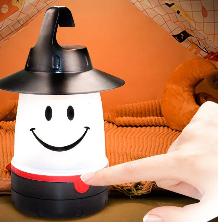 Smile-shaped LED lanterns with flexible handles for camping, boating, and bedroom use