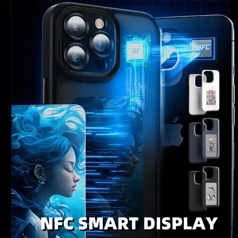 Customizable E-Ink phone case with personalized screen projection, compatible with various iPhone models