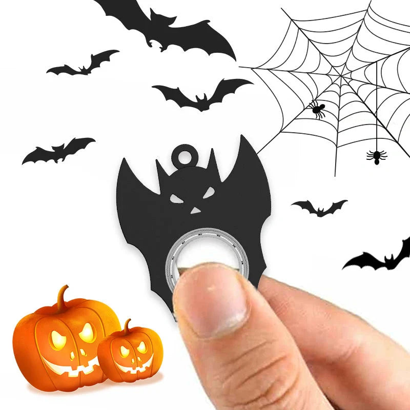 Halloween-themed bat demon ghost fidget spinner keychain toy for stress relief