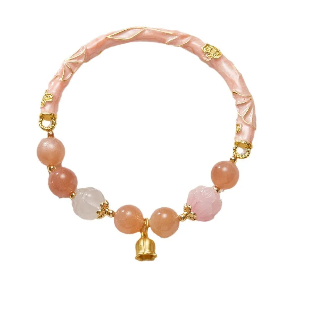 Half-life Liangyuan lily jade half bracelet with sunstone material and adjustable lace closure
