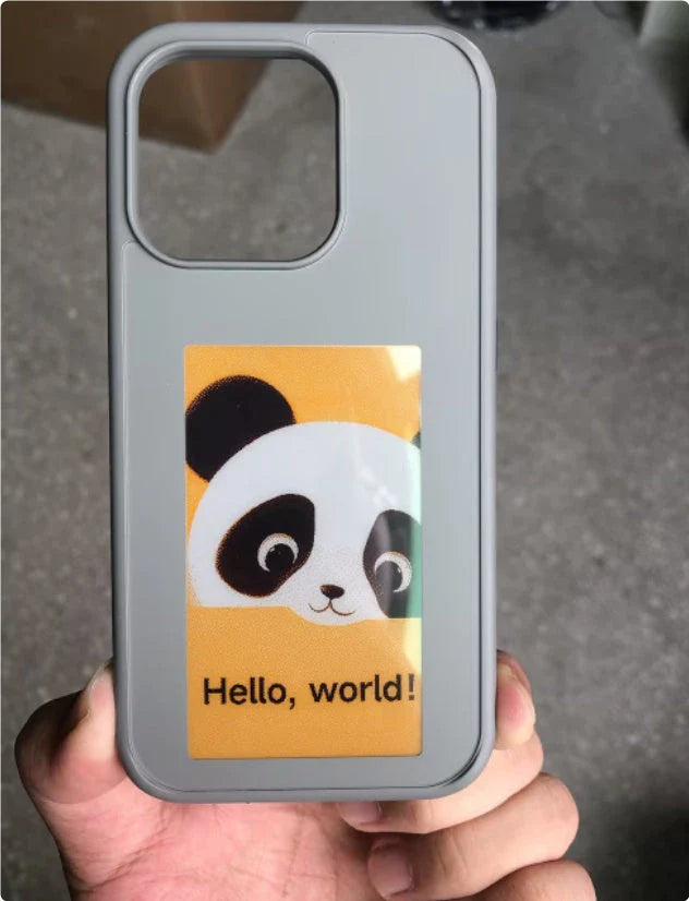Customizable E-Ink phone case with personalized screen projection, compatible with various iPhone models
