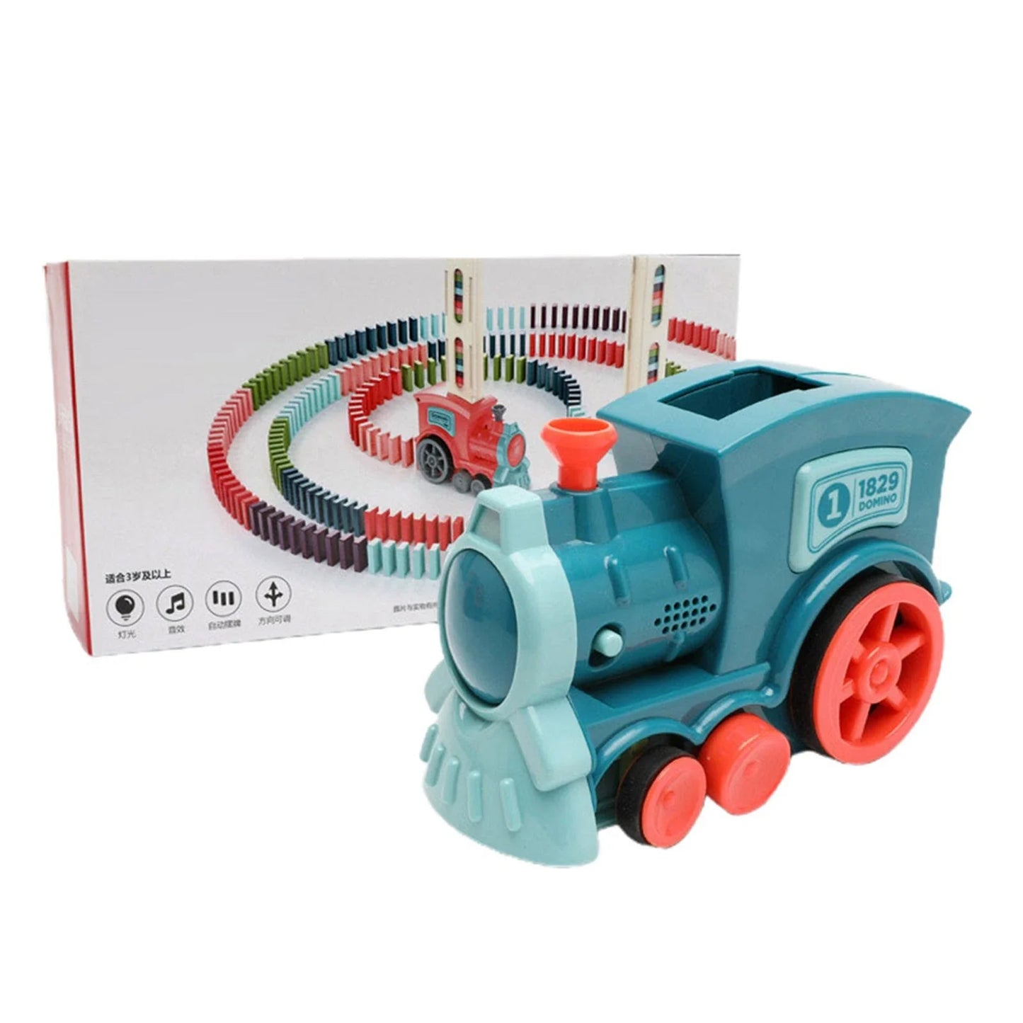 Domino Domino Train Building Blocks Toy with Automatic Dominoes Release for Engaging Educational Play