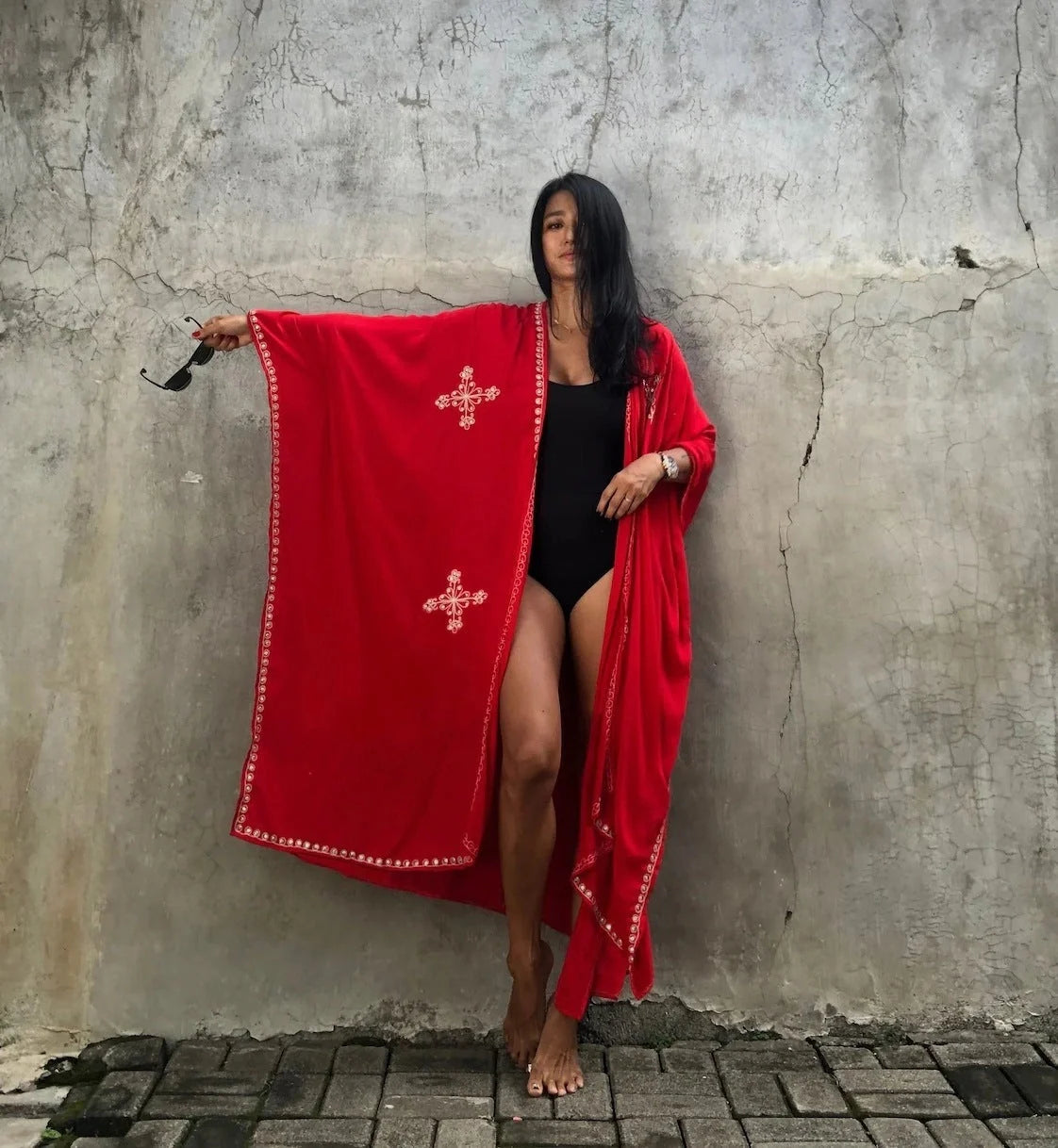 Stylish rayon embroidered beach cover-up with sun protection in various colors