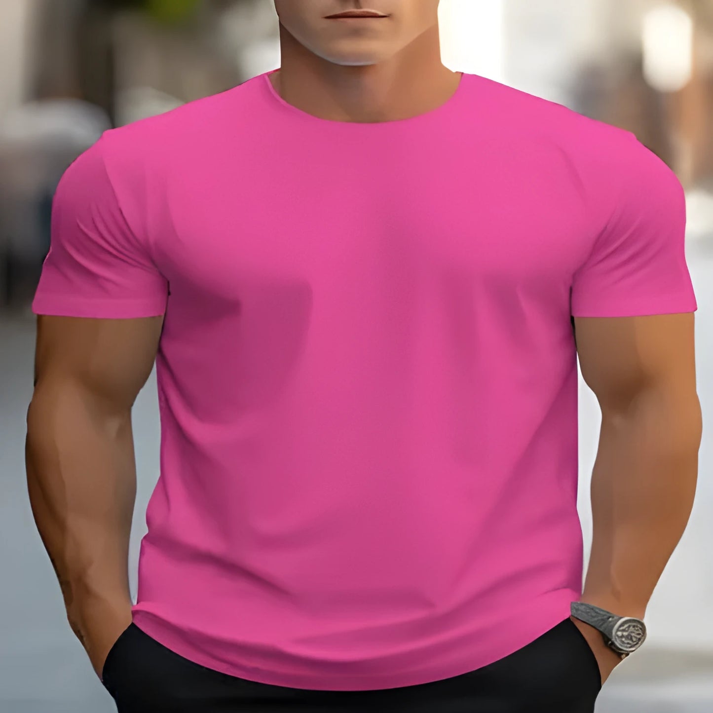 Men's grey loose fit round neck T-shirt with a custom graphic print on the chest