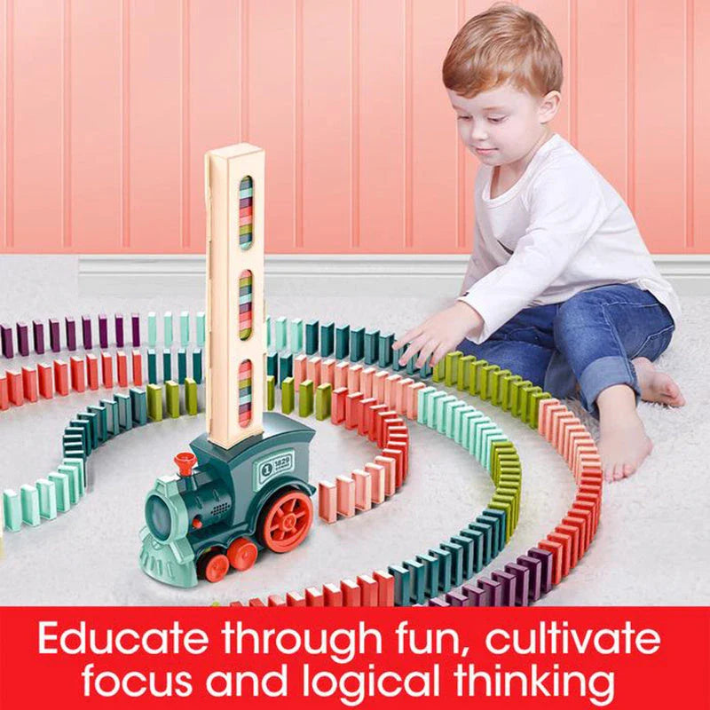 Domino Domino Train Building Blocks Toy - Automatic Dominoes Release for Fun and Learning