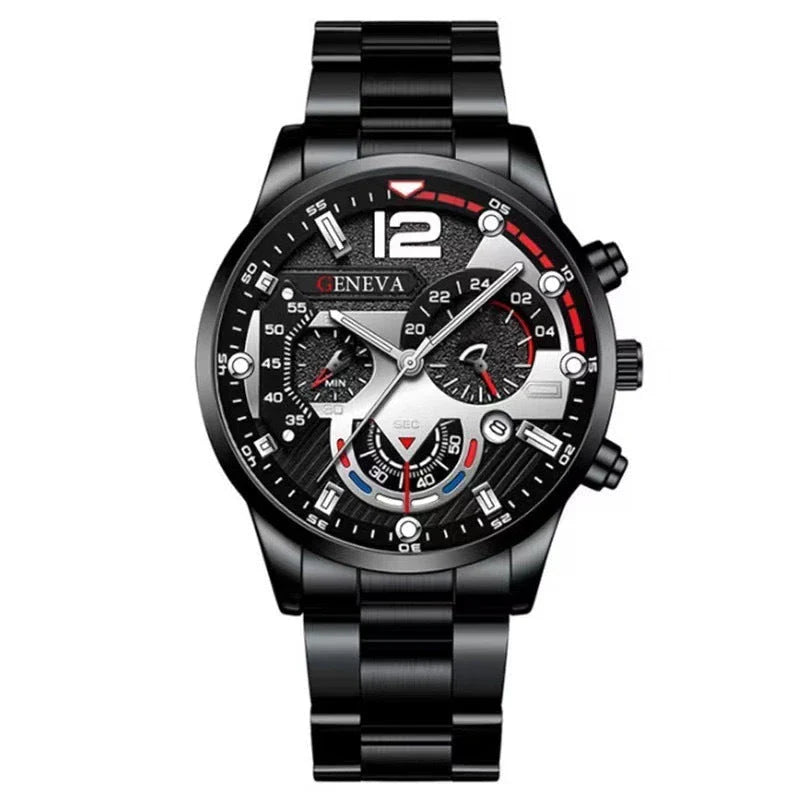 Stylish steel bracelet watch set with various color options for fashion-forward men
