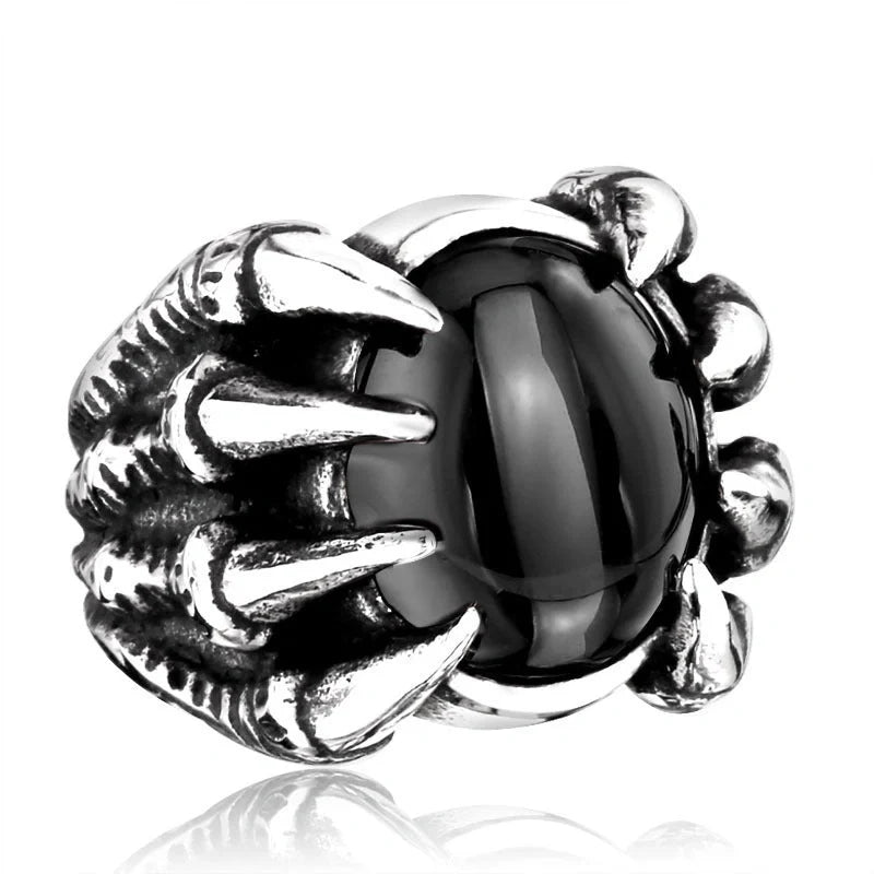 Titanium steel ring with inlaid zircon accents, featuring a vintage-inspired design and premium materials for timeless British style.
