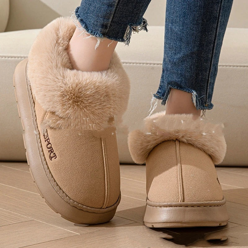 Cozy faux fur-lined women's slippers with non-slip platform soles and stylish color options