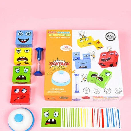 Clever Wooden Emoji Cube Puzzle - Educational Building Blocks for UK Children