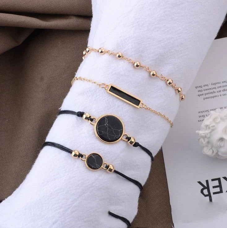 Handmade black turquoise geometric bracelet for women, elegant and modern design