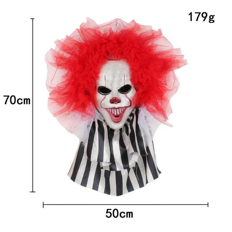 Spooky Halloween clown wreath with vibrant red clown face design, perfect for adding eerie charm to your home