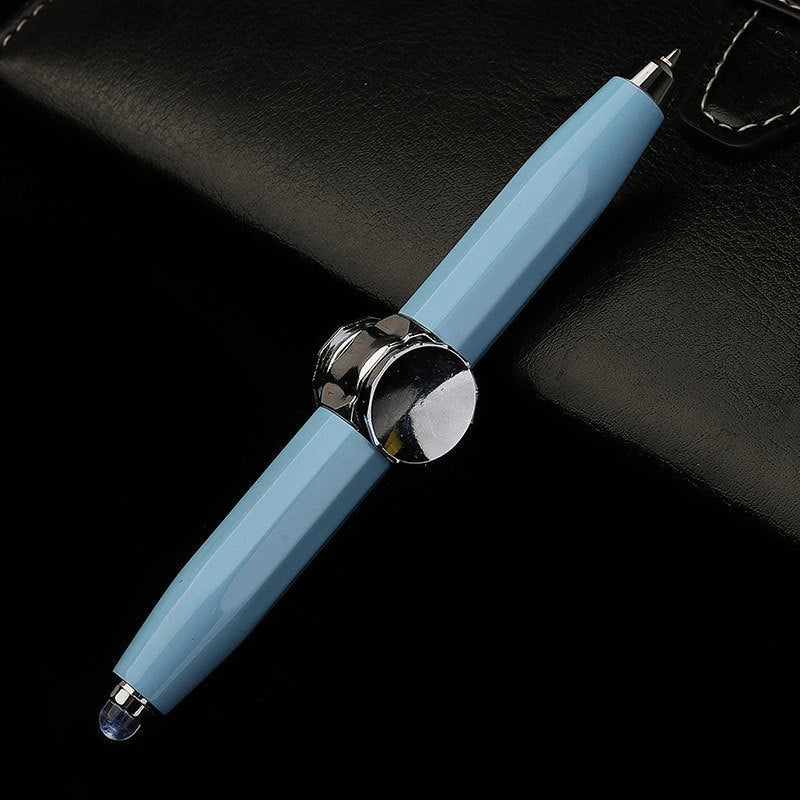 Versatile LED-powered gyro ballpoint pen with a mesmerizing spinner for stress relief and improved productivity