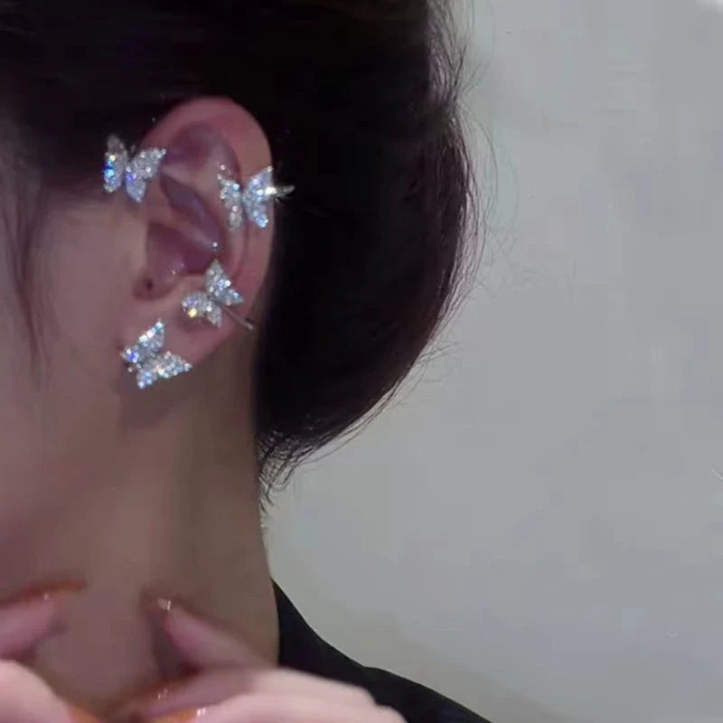 Stylish gold and silver butterfly ear cuffs - fashionable jewelry for women