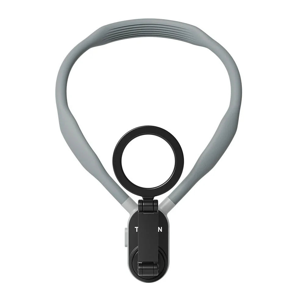 Magnetic silicone phone neck mount with adjustable design and quick-release feature for hands-free mobility