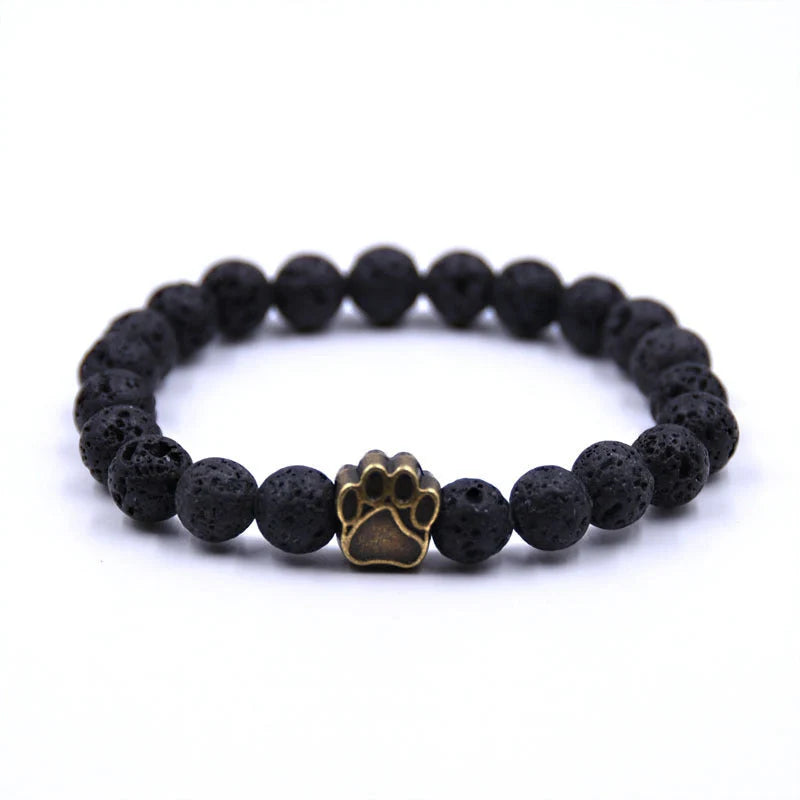 Natural Stone Dog Paw Bracelet with anti-fatigue benefits, perfect for dog lovers and wellness enthusiasts.