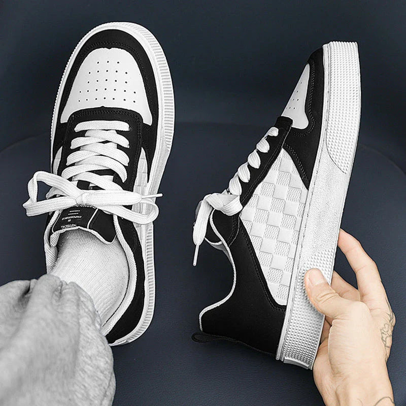 Stylish lace-up sneakers for men in various colors, featuring breathable mesh lining and comfortable rubber sole