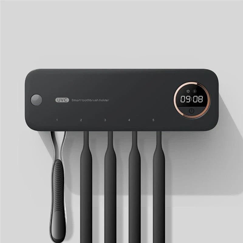 Rechargeable UV Toothbrush Sanitizer with LED Display and Wall Mount for Bathroom Accessories