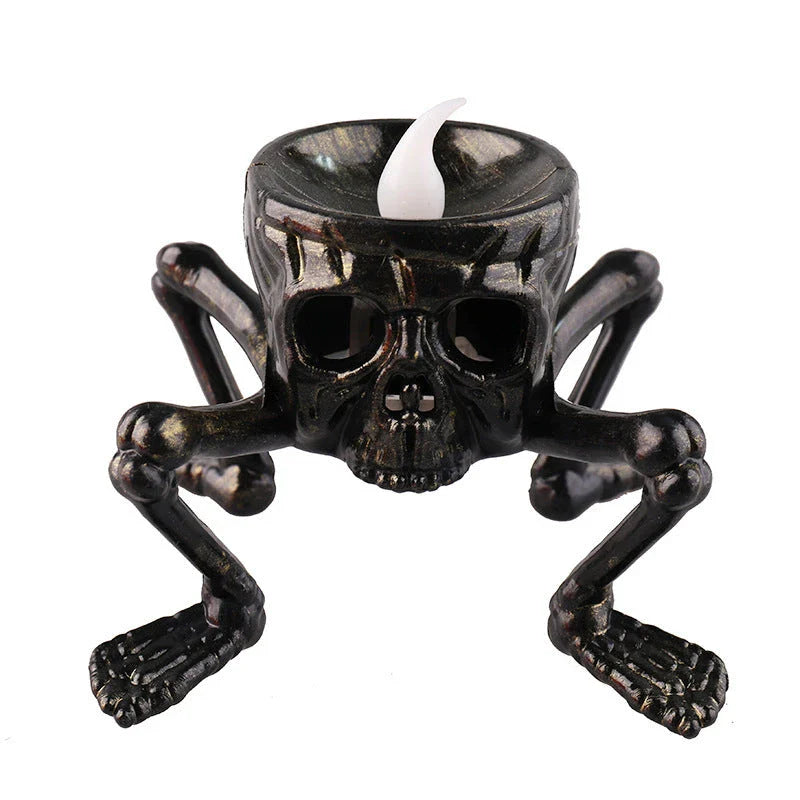 Skull-shaped Halloween lantern with LED lighting for atmospheric decor