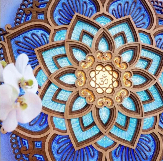 Mesmerizing Mandala Night Light with warm, calming illumination for a tranquil yoga or meditation space