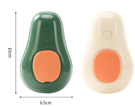 Soothing Pet Grooming Brush with steam function and avocado-shaped design for gentle, effective pet grooming and massage