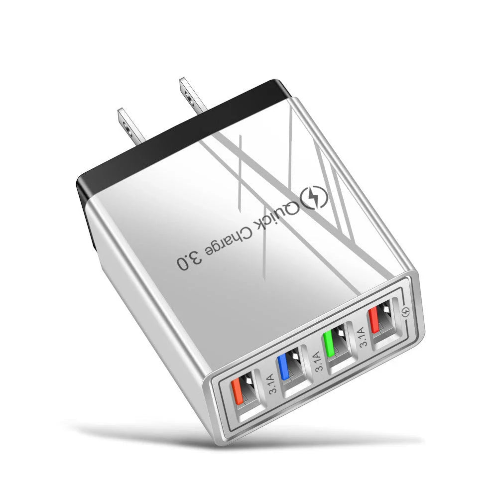 Powerful 4-Port USB Wall Charger with Quick Charge 3.0 for Phones and Tablets