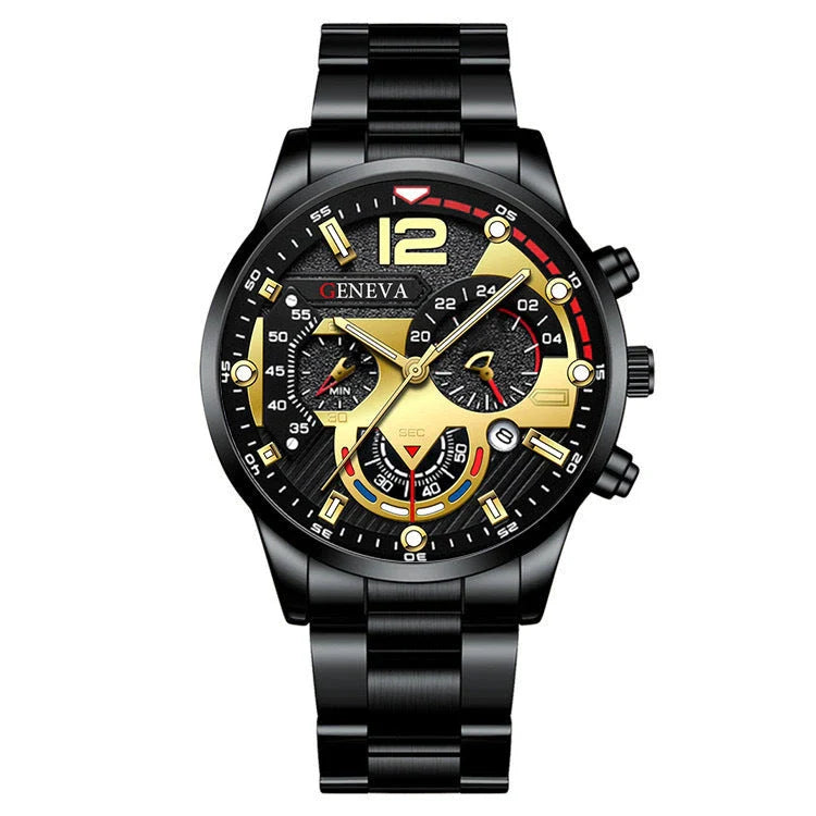 Stylish steel bracelet watch set with various color options for fashion-forward men