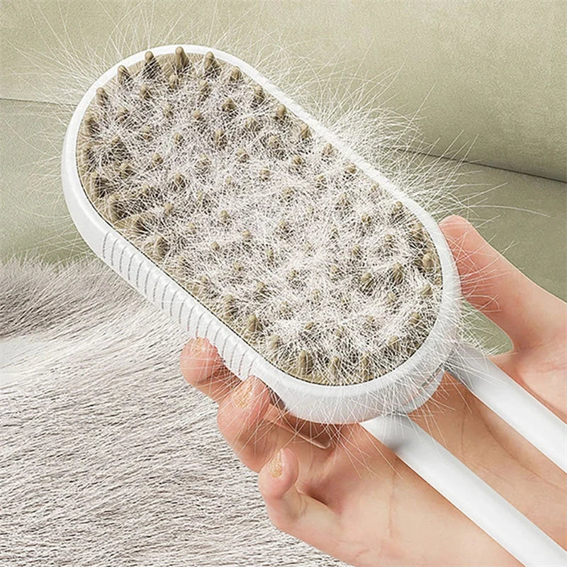 Premium 3-in-1 Pet Grooming Brush with Gentle Steam Spray, Massaging Comb, and Hair Removal Function for Cats and Dogs