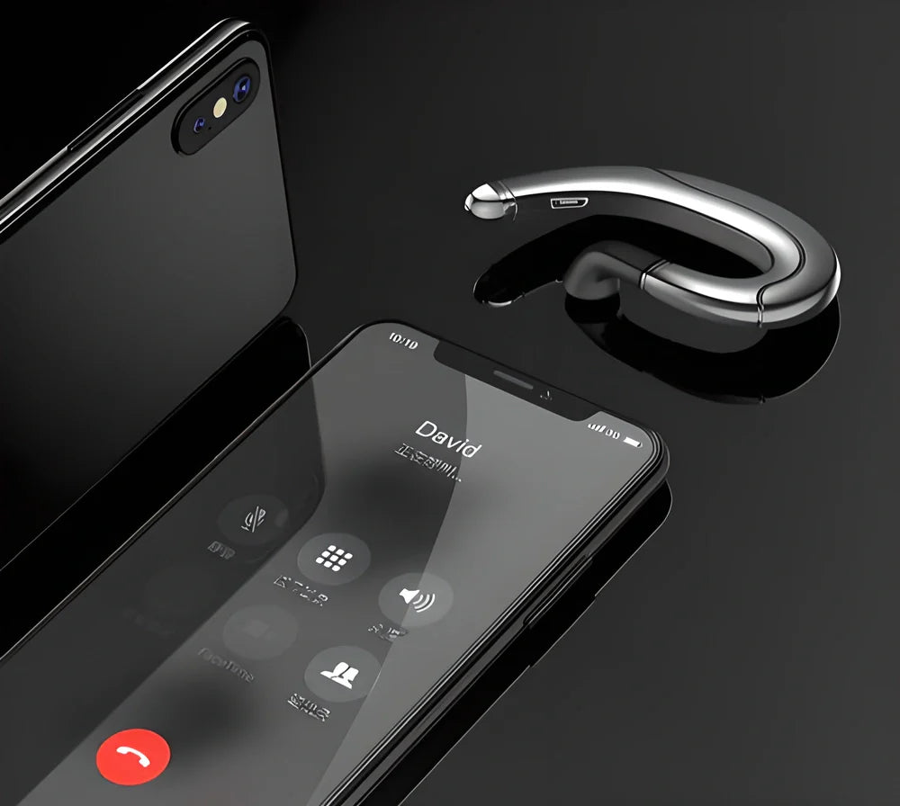 Comfortable Bluetooth ear-hook headset with bone-conduction technology for enhanced audio quality and awareness