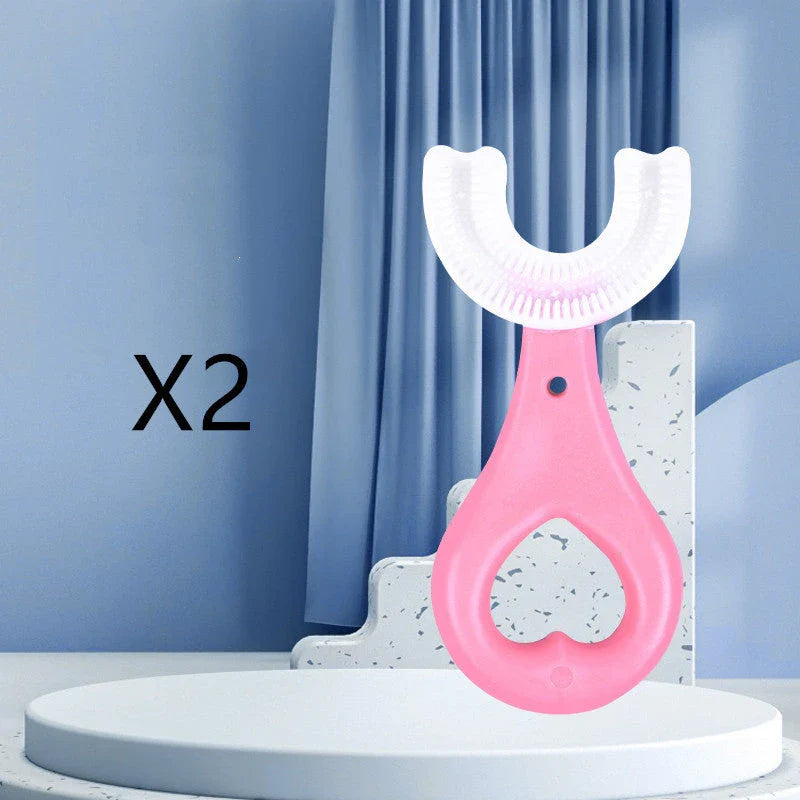 U-Shaped Soft Rubber Toothbrushes for Kids in Vibrant Colors