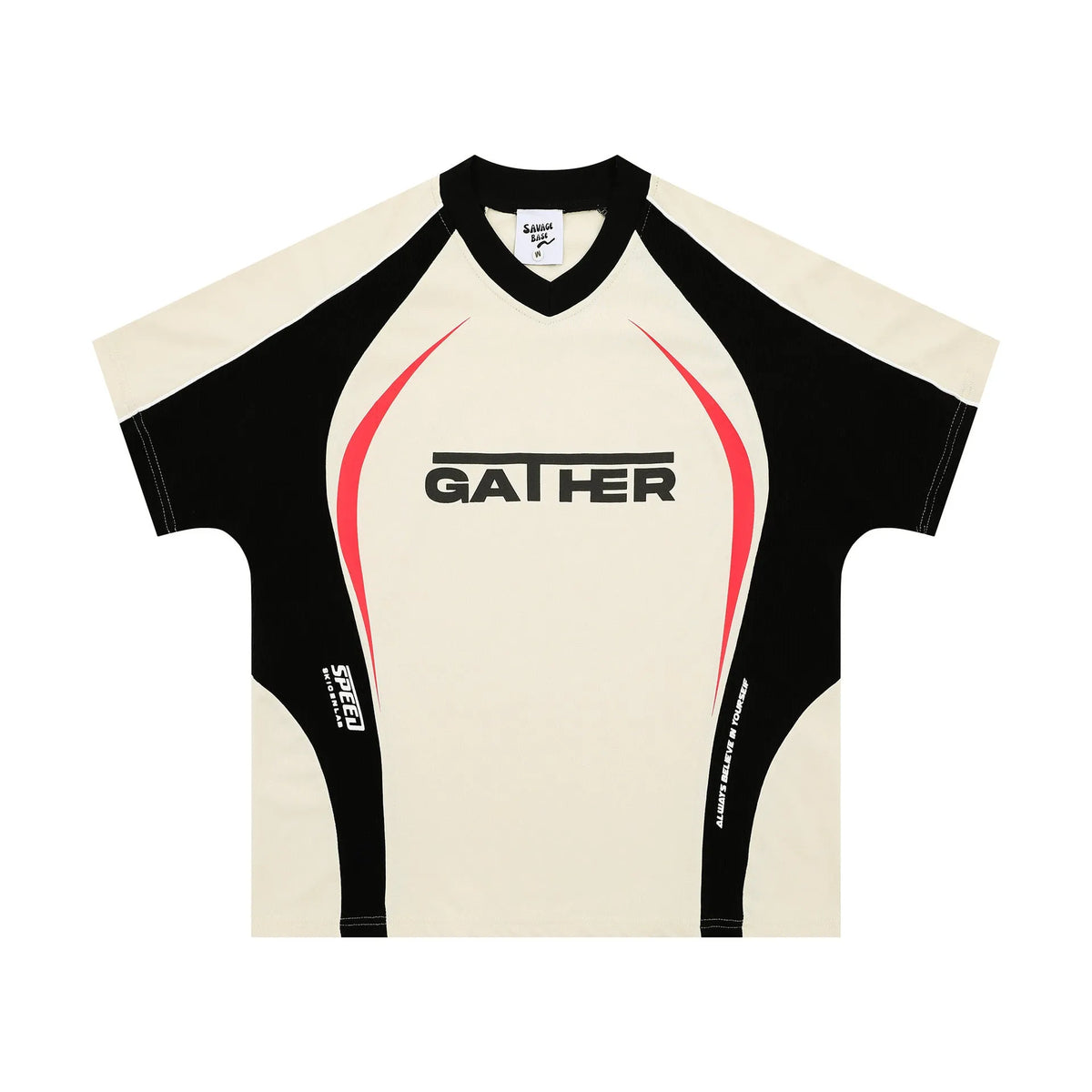 Men's loose black t-shirt with a colour matching letters print on the chest.