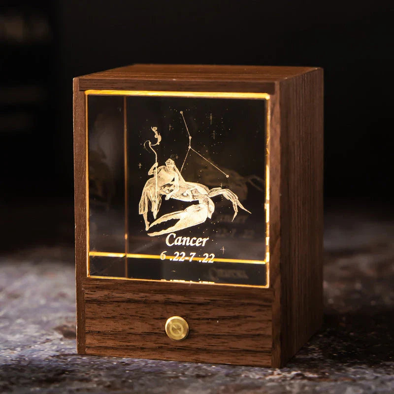 Dazzling Constellation Table Lamp with Premium Black Walnut and K9 Crystal Design
