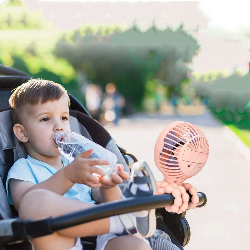 Homeenjoy_UK Portable Desk Fan with Dual-Power - Chic Design for Strollers, Desks, and More