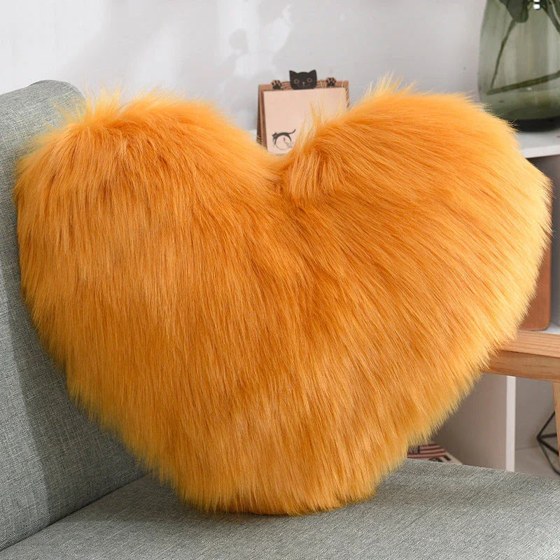 Soft, plush heart-shaped decorative throw pillow covers in various colors for living room and bedroom decor