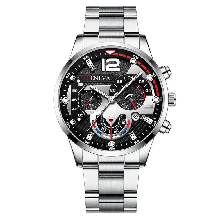 Stylish steel bracelet watch set with various color options for fashion-forward men