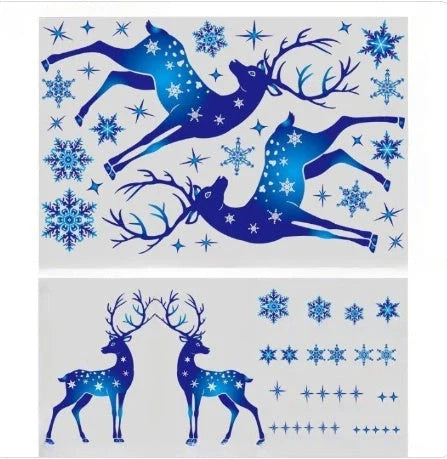 Christmas Elk Snowflake Sticker for glass and wall decoration