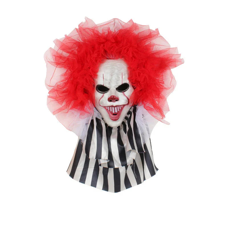 Spooky Halloween clown wreath with vibrant red clown face design, perfect for adding eerie charm to your home