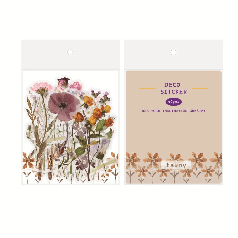 Enchanting collection of transparent floral, mushroom, and fern stickers for DIY crafting and design