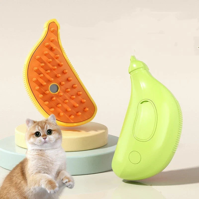 A versatile 3-in-1 pet grooming brush with steamy massage and hair removal features, perfect for cats and dogs.