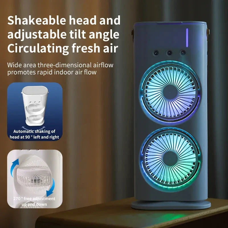 Versatile Portable Humidifier Fan with Cooling Mist - 3-in-1 Climate Control Device in White