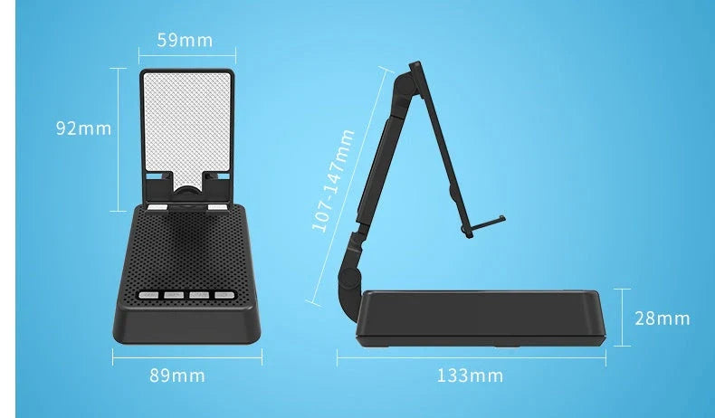 Hands-free mobile phone stand with Bluetooth speaker for remote work, video calls, and entertainment