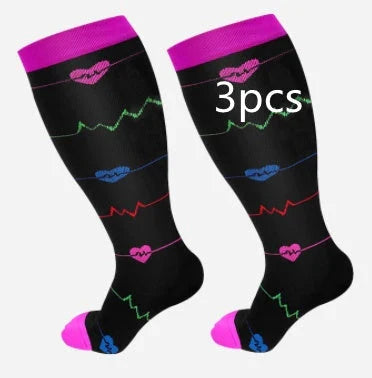 Premium plus size compression socks with breathable bamboo fibers, innovative compression technology, and stylish designs for active lifestyles