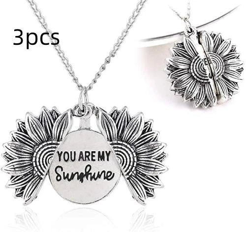 A stunning sunflower pendant necklace with an adjustable chain, crafted from high-quality materials for a radiant and versatile accessory.