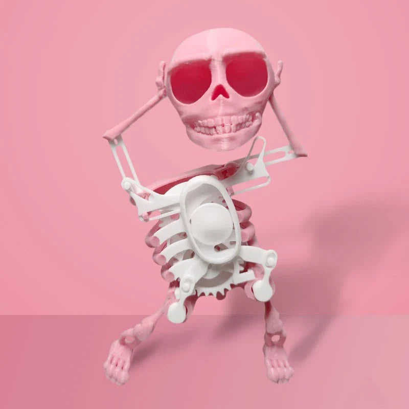 Customizable 3D Skull Desktop Toy with Gravity-Defying Design, Available in White, Pink and White, Red and Green, and Purple and White Color Options