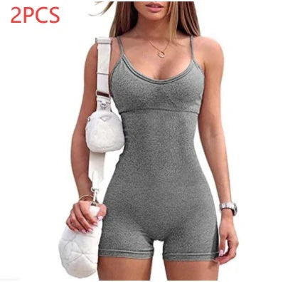 Stylish spaghetti strap workout jumpsuit for women in various vibrant colors