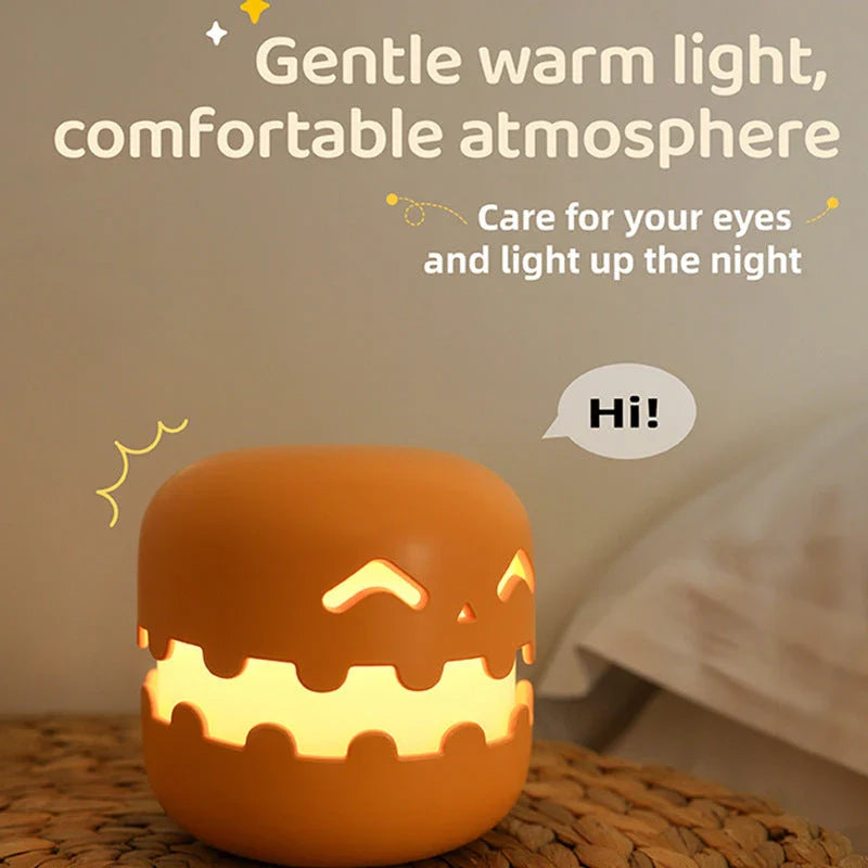 Cozy Pumpkin LED Lamp with soothing silicone design, creating a warm, inviting glow for bedrooms, living rooms, and more